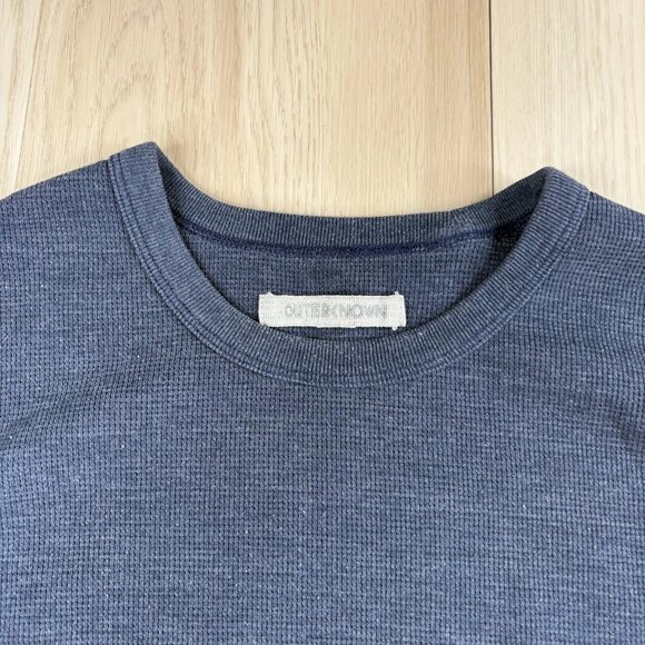 Outer Known Mens Navy Blue Long Sleeve Waffle Knit Thermal T-Shirt Size X-Large - Picture 3 of 10